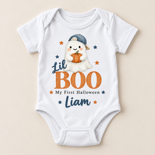 Custom Name Lil Boo First Halloween Baby Bodysuit