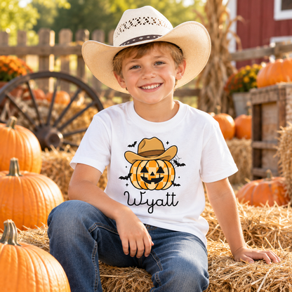 Custom Name First Halloween Western Boy Comfort Color Youth Shirt