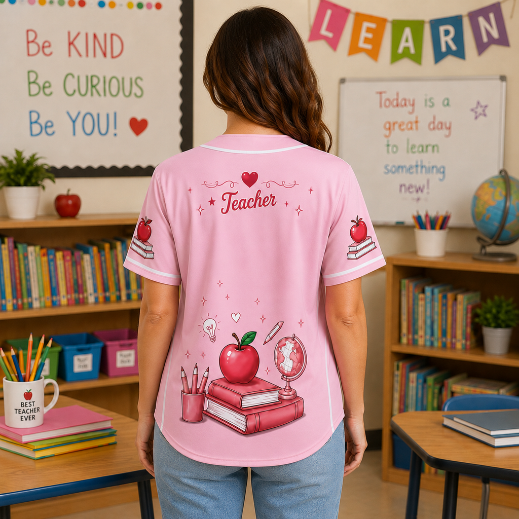 Teacher Baseball Jersey, Back-to-school Pink Jersey