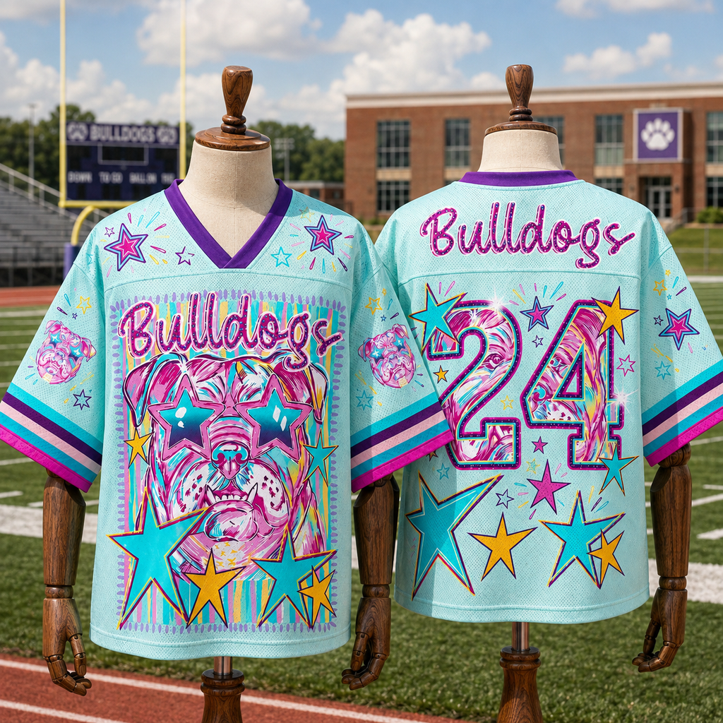Custom Mascot Striped School Pride Mesh Jersey, Game Day Spirit Week Jersey