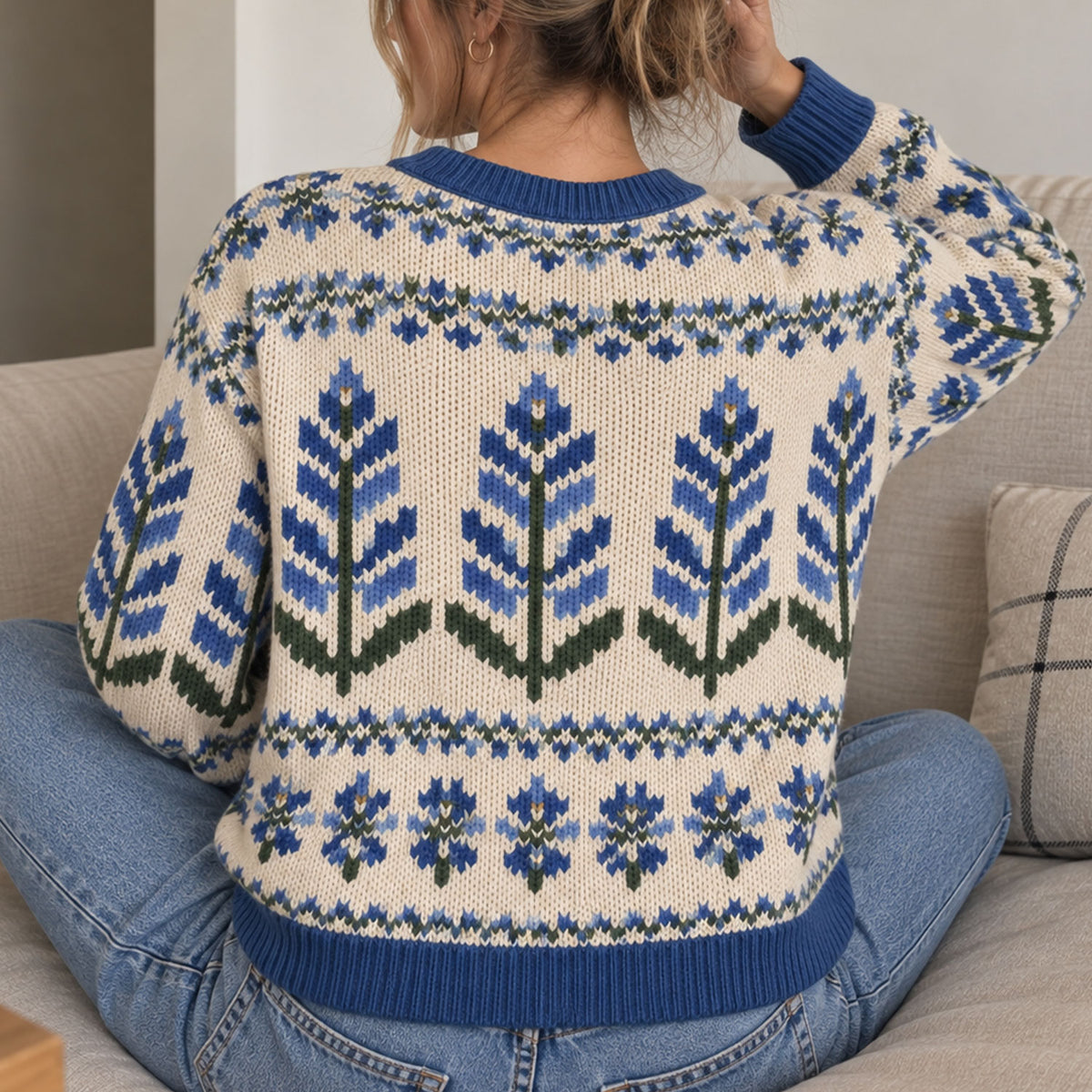 Bluebonnet Texas All-over Print Knitted Sweater