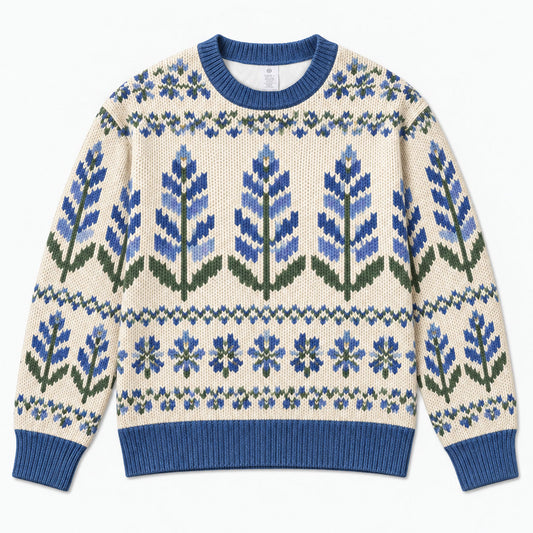 Bluebonnet Texas All-over Print Knitted Sweater