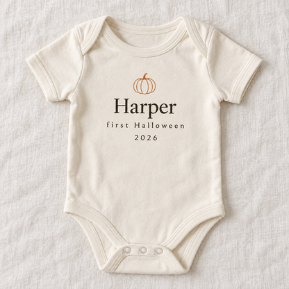 Custom Name Minimal Baby First Halloween Bodysuit