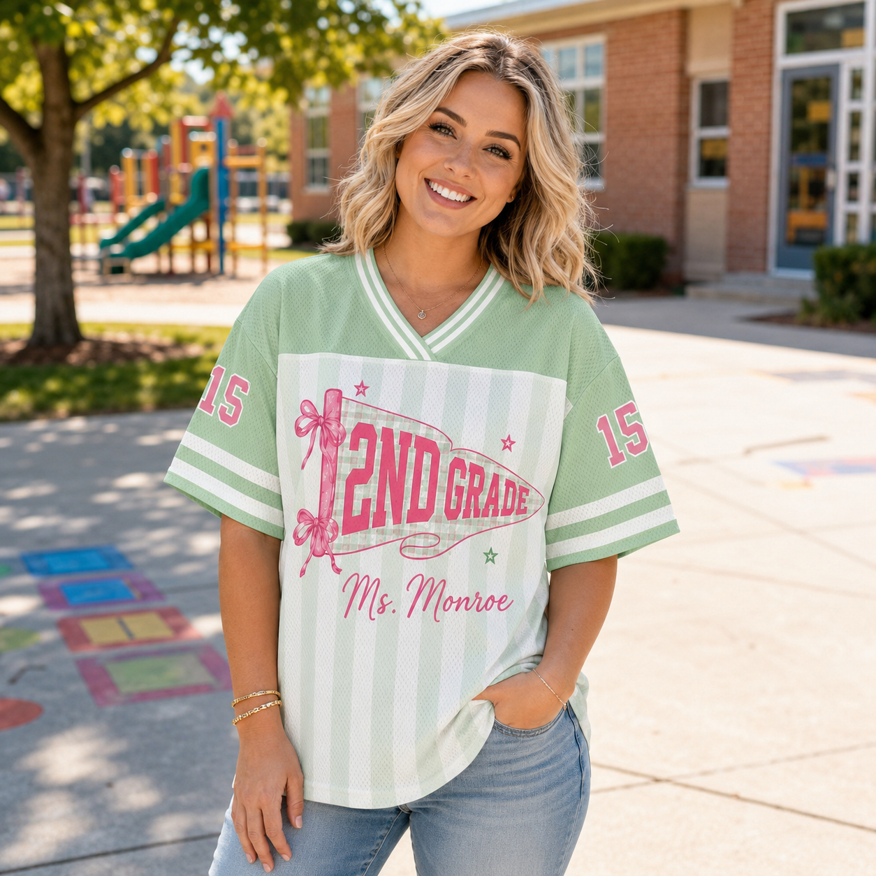 Custom Teacher Mesh Jersey, Personalized Grade Jersey