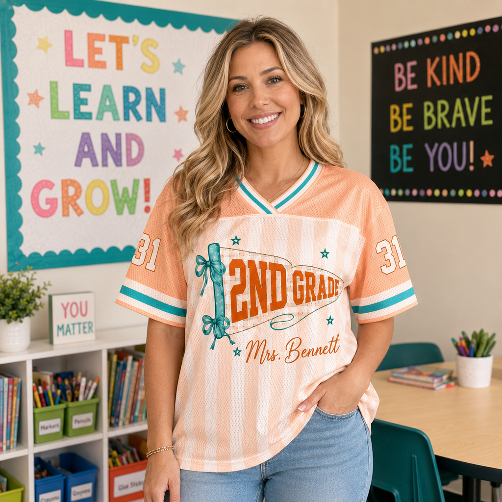 Custom Teacher Mesh Jersey, Personalized Grade Jersey