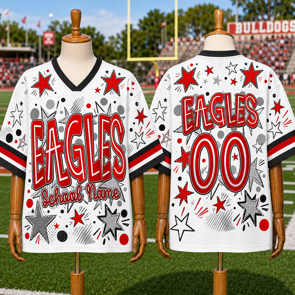 Custom Mascot Stars School Name Game Day Spirit Friday Mesh Jersey