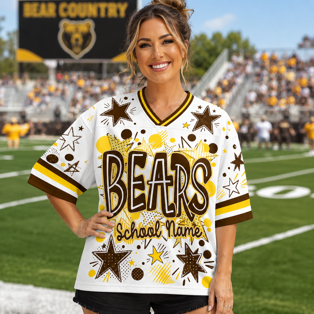 Custom Mascot Stars School Name Game Day Spirit Friday Mesh Jersey