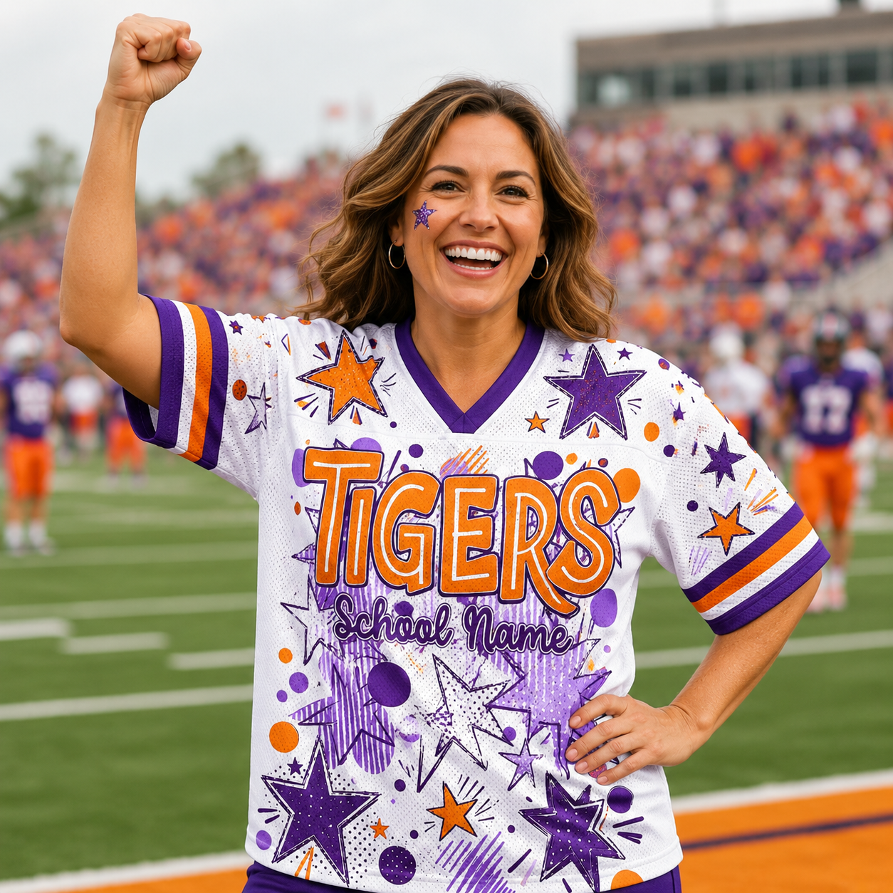 Custom Mascot Stars School Name Game Day Spirit Friday Mesh Jersey