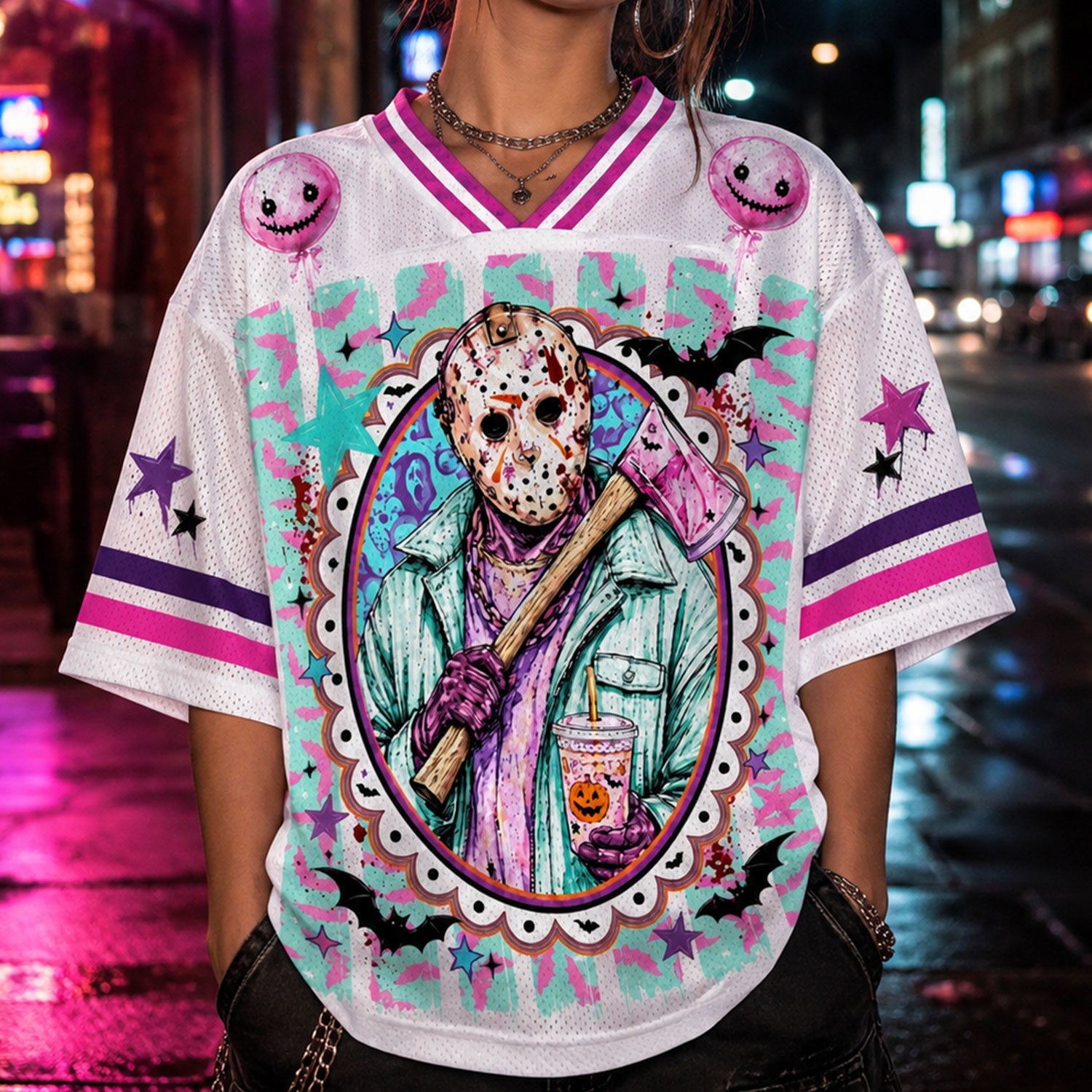 Custom Halloween Mesh Jersey, Preppy Horror Retro