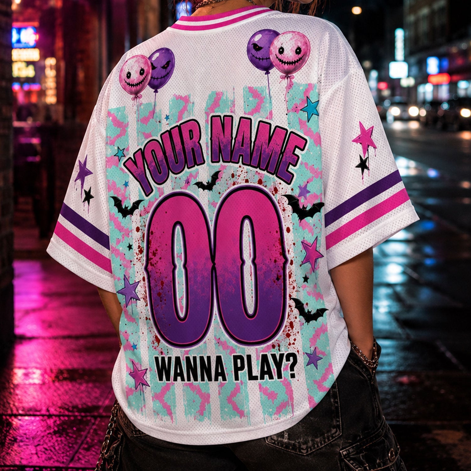 Custom Halloween Mesh Jersey, Preppy Horror Retro