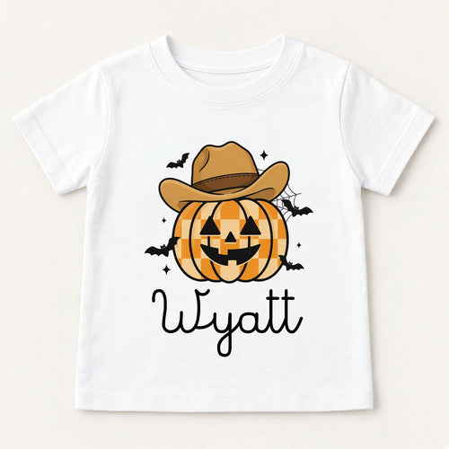 Custom Name First Halloween Western Boy Comfort Color Youth Shirt