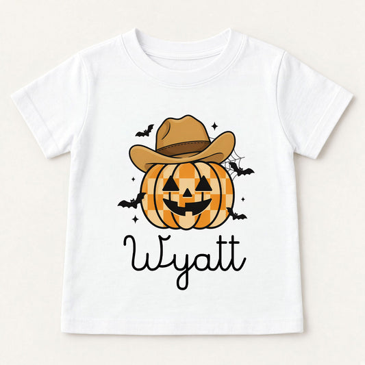 Custom Name First Halloween Western Boy Comfort Color Youth Shirt