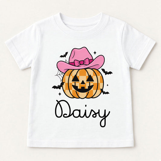 Custom Name First Halloween Western Girl Comfort Color Youth Shirt