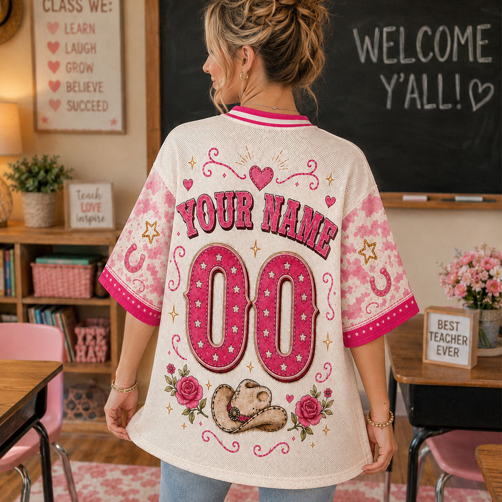 Custom Texas Teacher Cowgirl Mesh Jersey